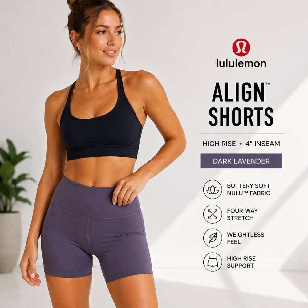 Lululemon Align 4" High Rise Shorts Women's Size 14 Purple Nulu Yoga Athletic